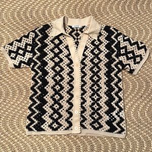 Sandro button up crochet top